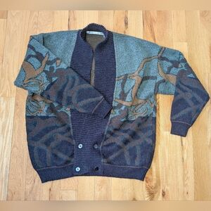 VINTAGE Mondo Uomo Sweater Men (Unisex) Size Large Green And Brown Grandpa